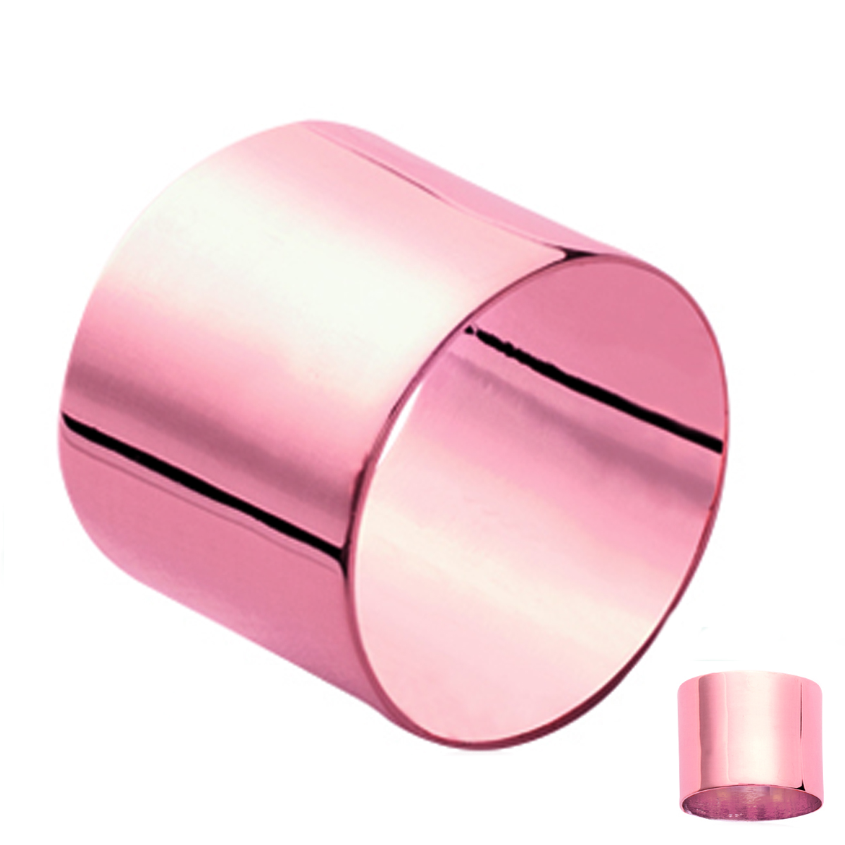 Anneau plaqué or \'Tube\' doré rosé (gold pink) - 15 mm - [P4355]