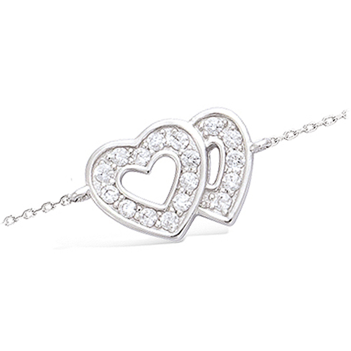 Bracelet argent \'Love\' blanc argenté (rhodié) - 9x13 mm - [J8647]