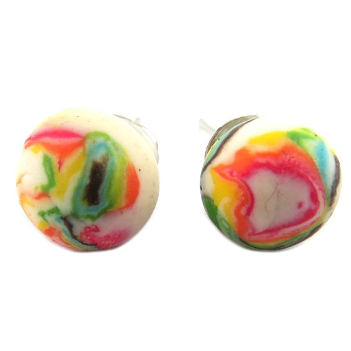 Boucles d\'oreilles artisanales \'Bonbons\' multicolore - 8 mm - [Q9878]