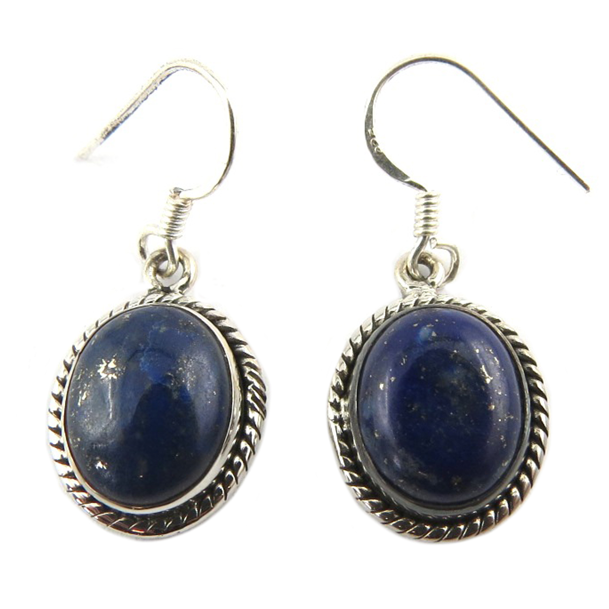 Boucles artisanales argent \'Heaven\' lapis lazuli - 15x13 mm - [Q9882]