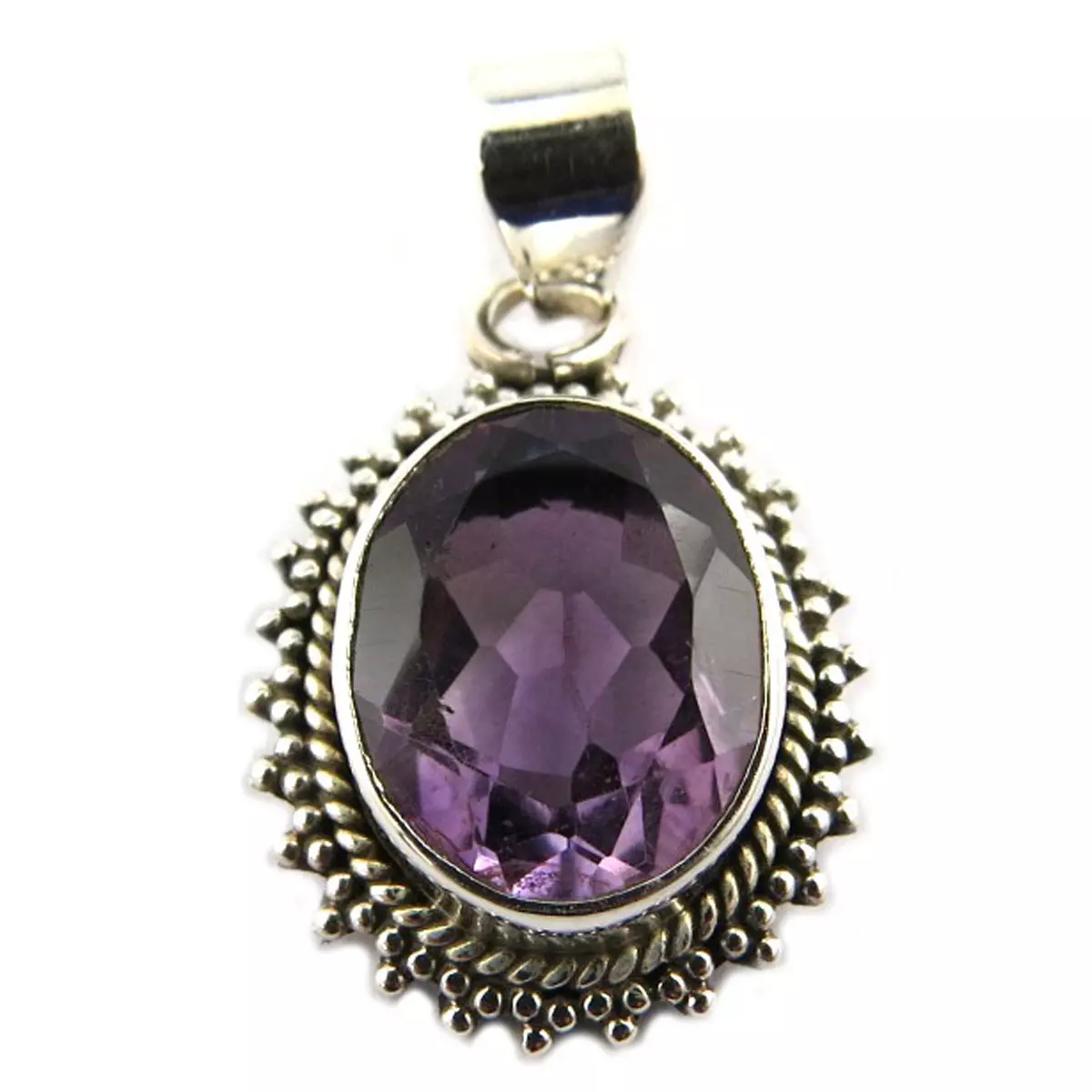 les trésors de lily Pendentif Argent artisanal 'Heaven' améthyste 18x15 mm [Q9887]
