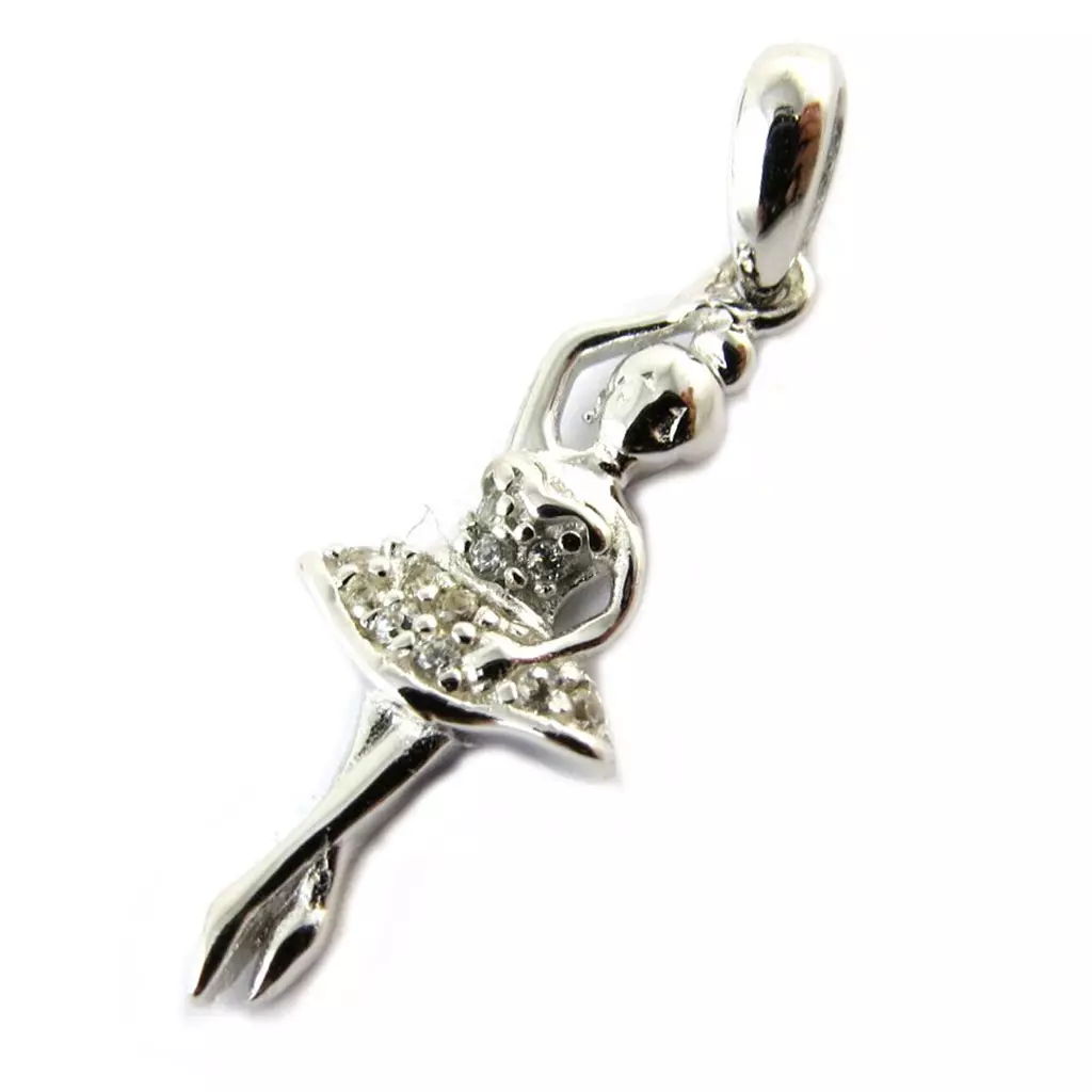 les trésors de lily Pendentif Argent 'Ballerine' blanc (rhodié) [N5113]