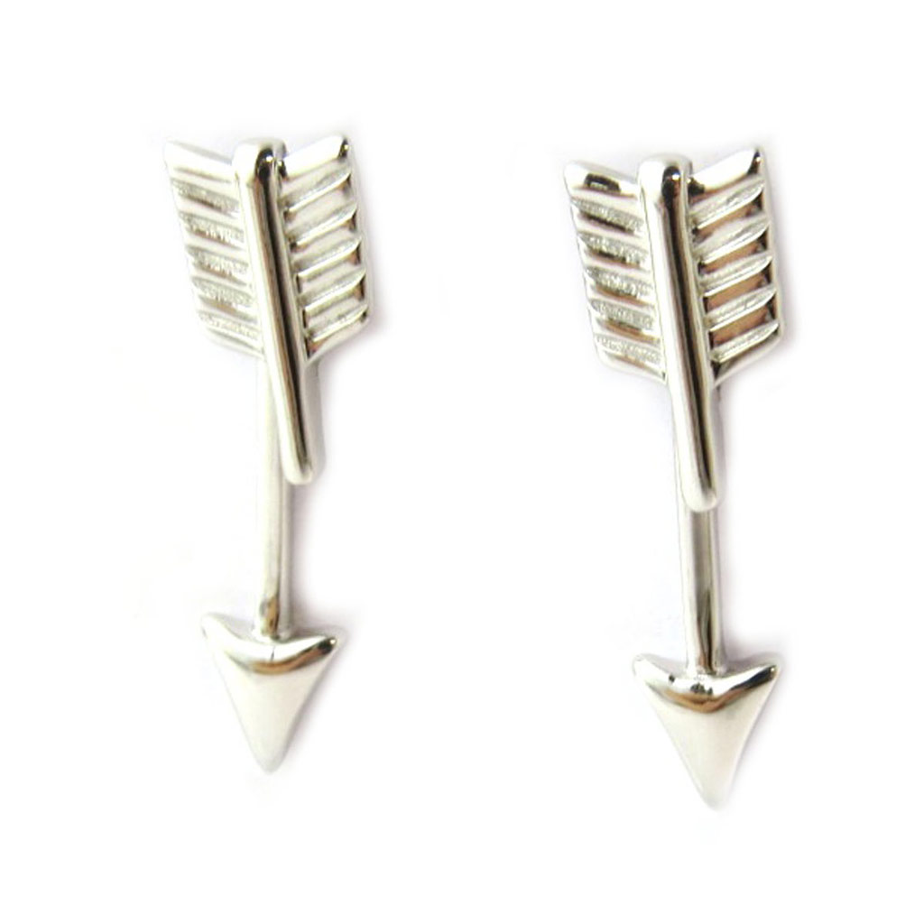 Boucles argent \'Flèches de Cupidon\' argenté (rhodié) - [N5120]