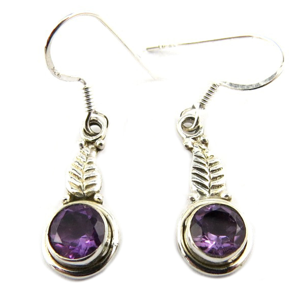 Boucles Argent \'Heaven\' améthyste - 15x8 mm - [Q9895]
