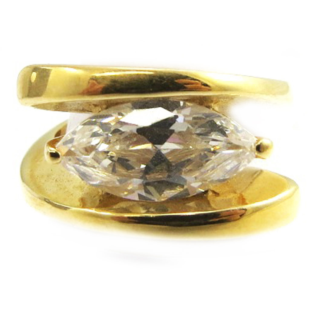 Bague Plaqué Or \'Enlacée\' Blanc  - [B6388]