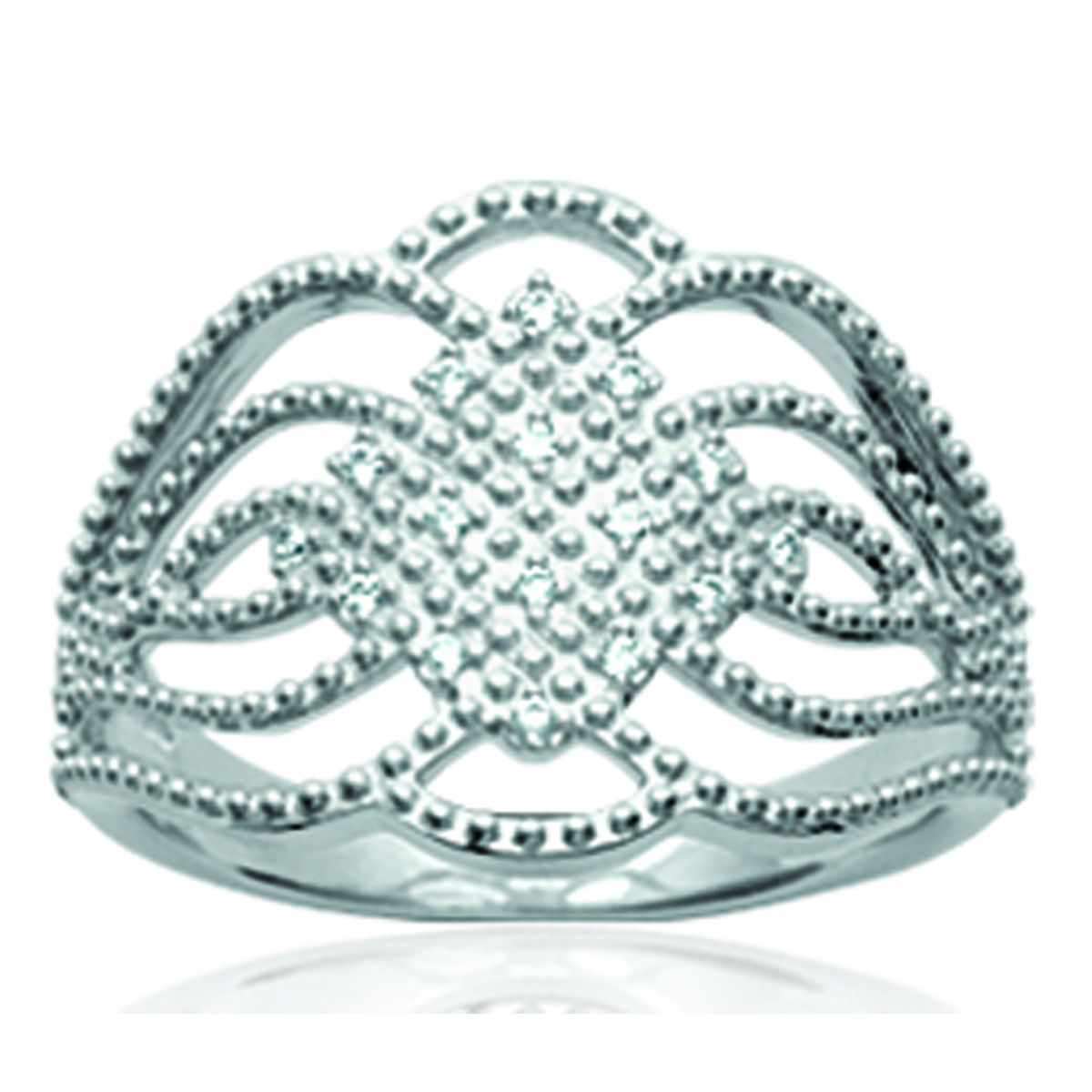 Bague Argent \'Sissi\' blanc argenté (rhodié) - 17 mm - [L6729]