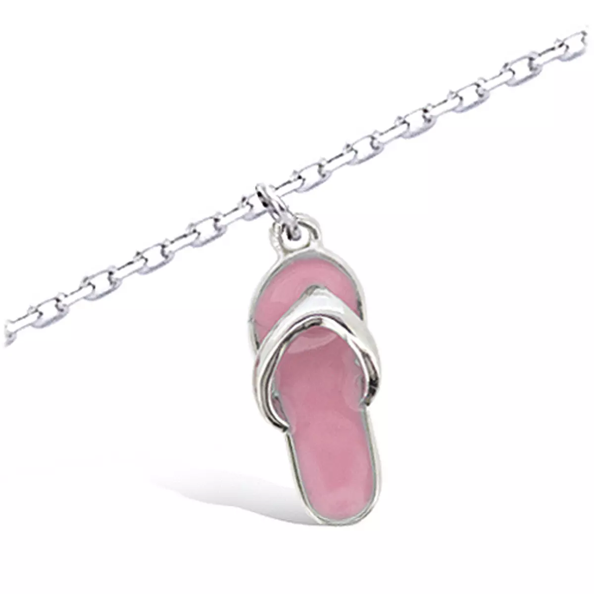 les trésors de lily Chaîne Cheville Argent 'Tong' rose argenté (rhodié) 4x10 mm [K9145]