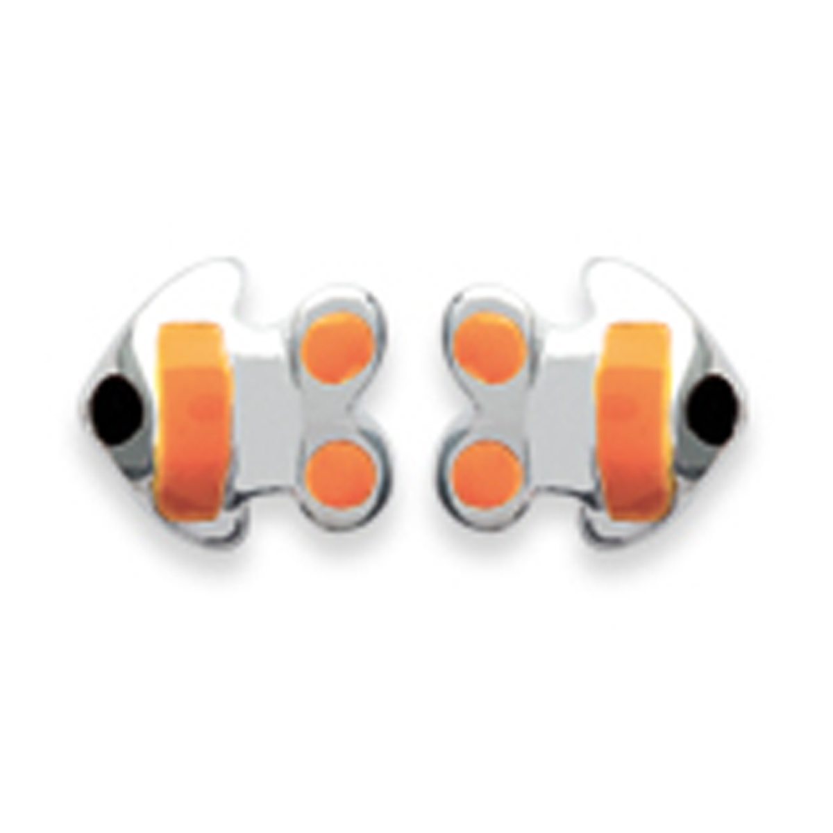 Boucles Argent \'Poissons\' orange argenté - 5x5 mm - [H8216]