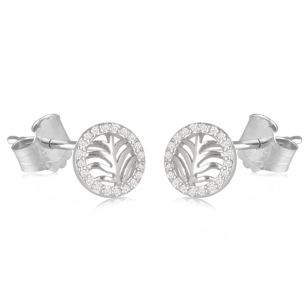 Boucles Argent \'Sissi\' blanc argenté (rhodié) - 8 mm - [Q7038]