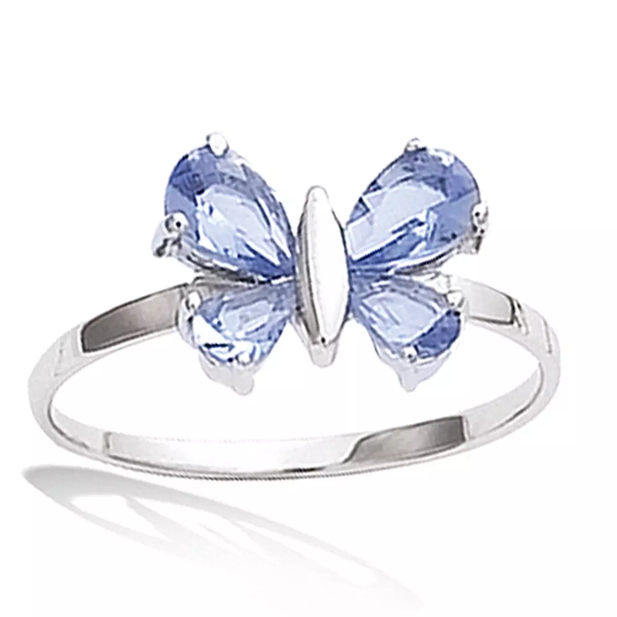 les trésors de lily Bague Argent 'Papillon' bleu tanzanite argenté (rhodié) 12x8 mm [K2558]