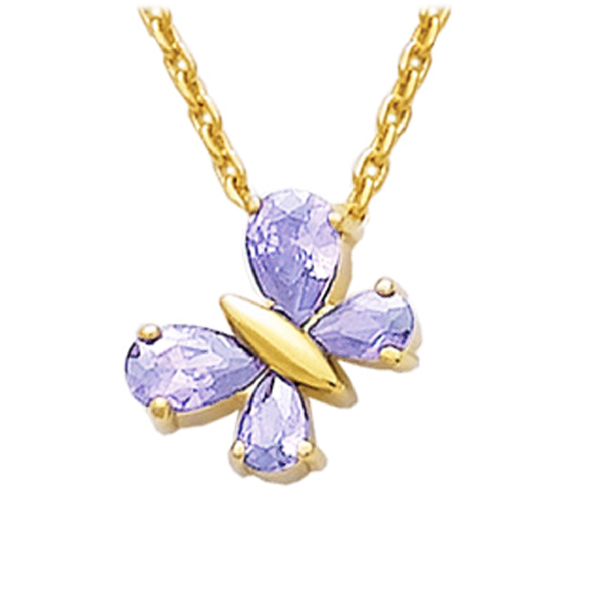 Pendentif Plaqué Or \'Papillon\' lavande doré - 12x10 mm - [K2572]