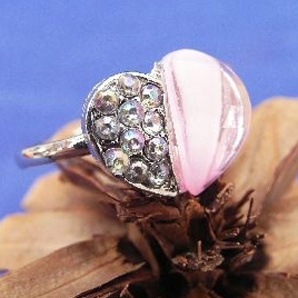 Bague Cristal \'Coeur Princesa\' Rose  - [B7113]