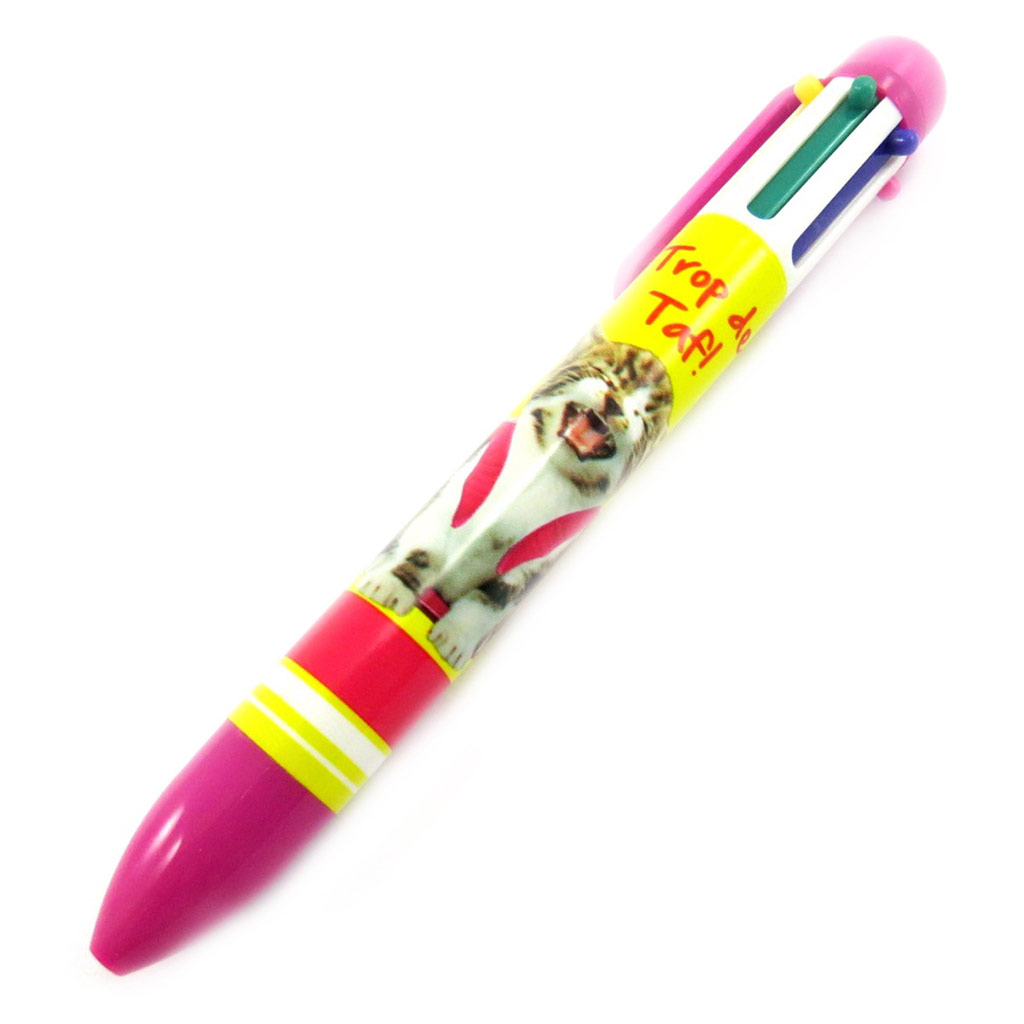 Stylo 6 couleurs \'Un amour d\'Animaux\' rose (trop de taf) - [L6872]