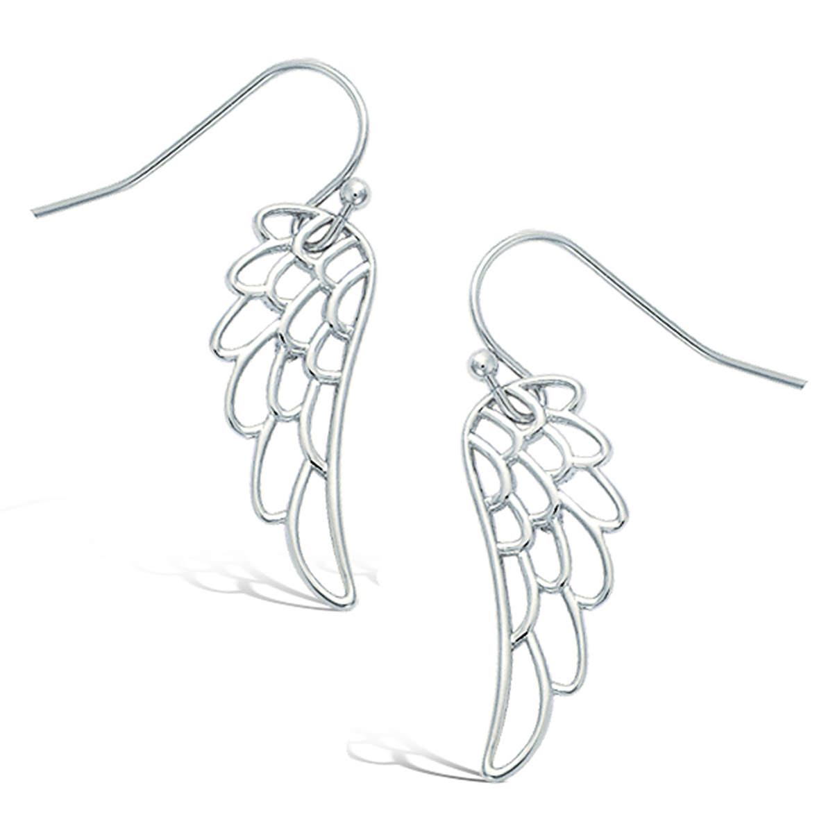 Boucles argent \'Les Ailes d\'Ange\' (rhodié) - 26x9 mm - [N6266]