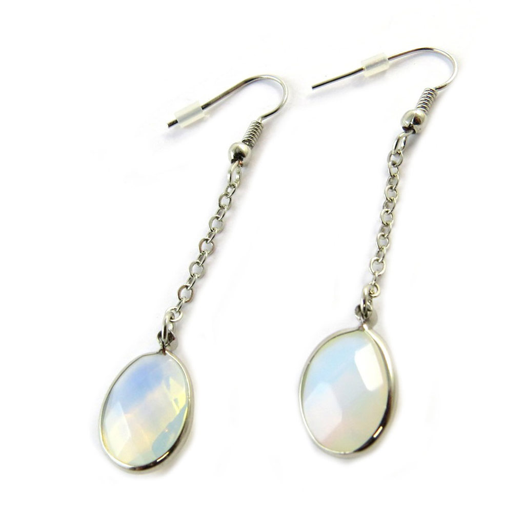Boucles Créateur \'Scarlett\' blanc opalescent - [N6291]