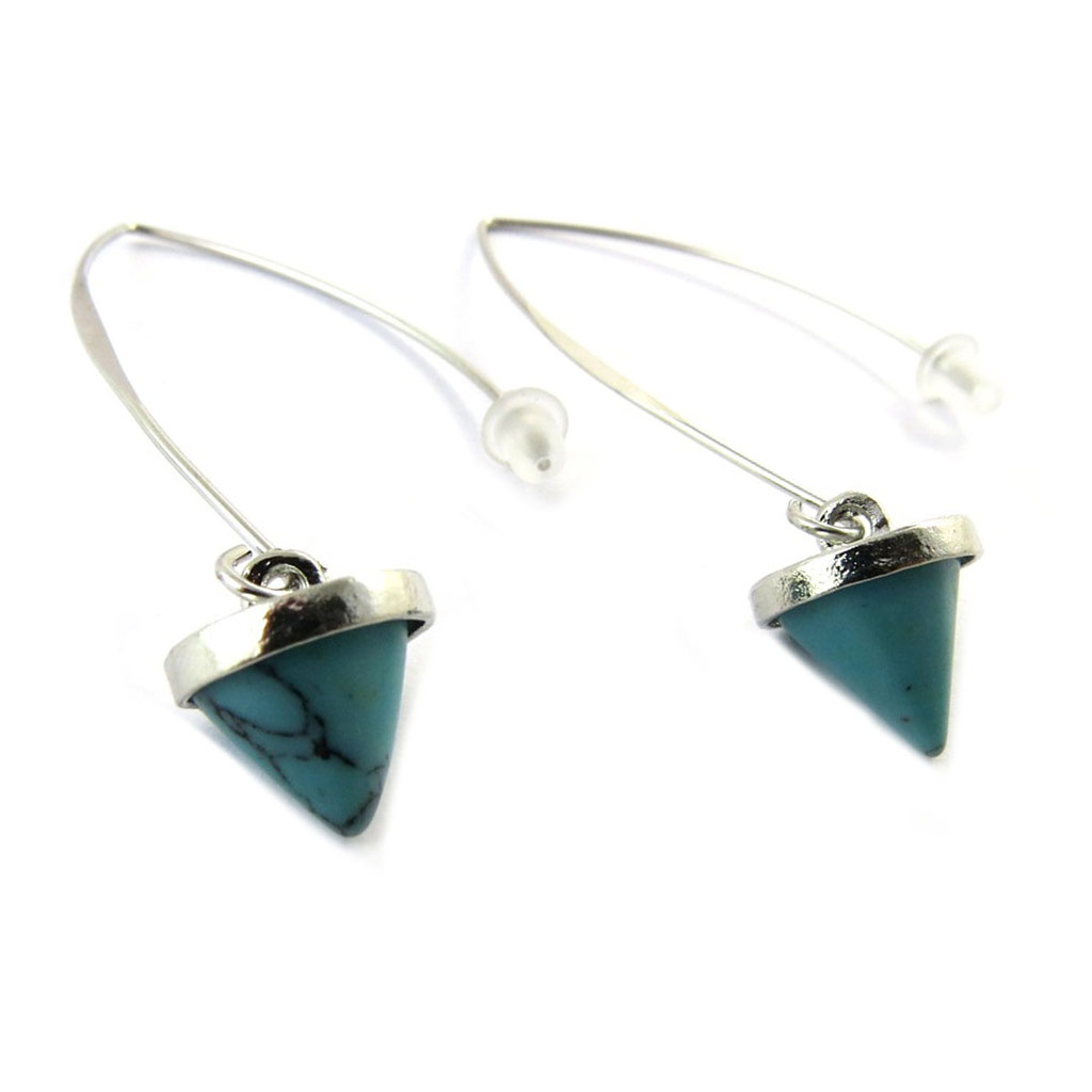 Boucles \'Navajos\' turquoise argenté - [N6301]
