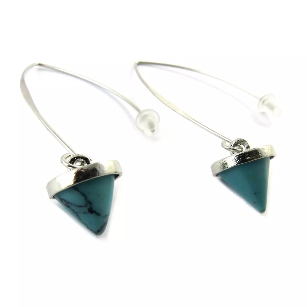 les trésors de lily Boucles 'Navajos' turquoise argenté [N6301]