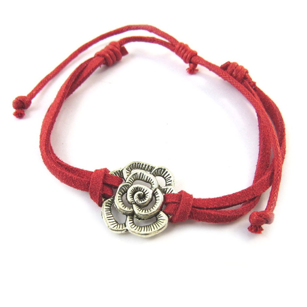 Bracelet fantaisie \'Rosa Romantica\' rouge argenté - [N6344]