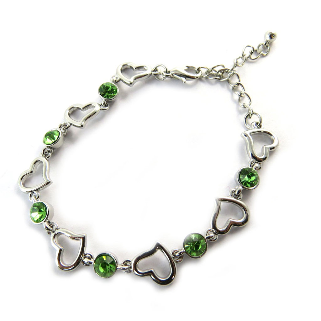 Bracelet Créateur \'Love\' vert argenté - [N6350]