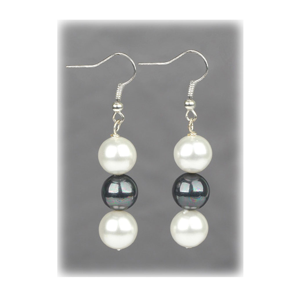 Boucles créateur \'Perla\' blanc gris - [K2892]