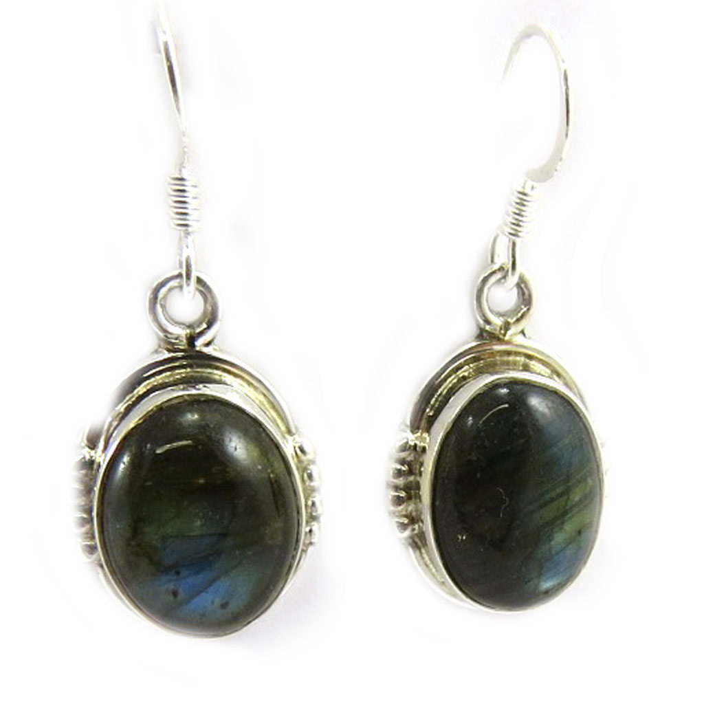 Boucles Argent \'Charmes\' Labradorite  - [E5055]