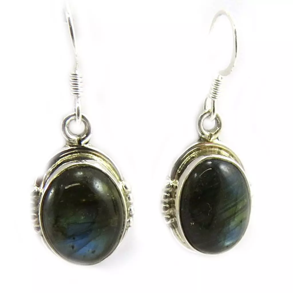les trésors de lily Boucles Argent 'Charmes' Labradorite [E5055]