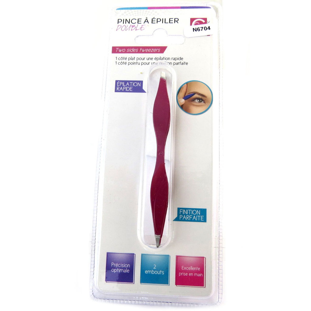 Pince à épiler double \'Coloriage\' rose - [N6704]