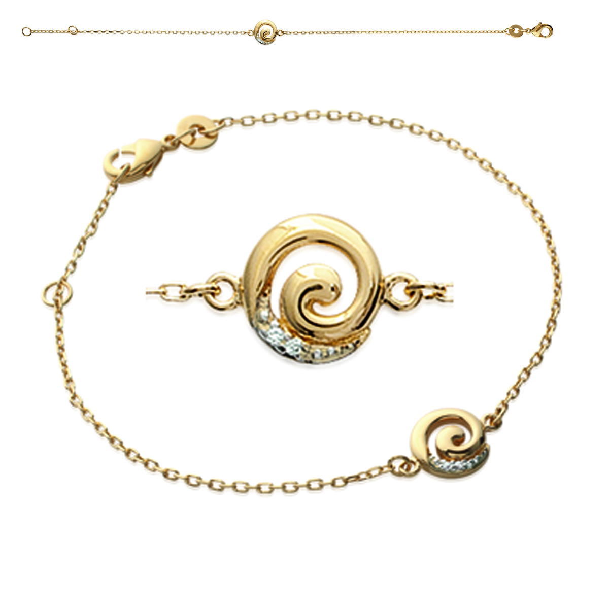 Bracelet Plaqué or \'Déesse\' blanc doré - 8 mm - [K3388]