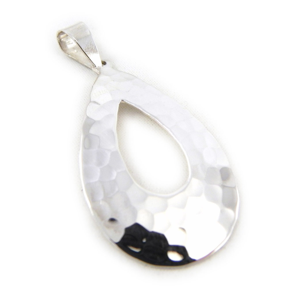 Pendentif Argent \'Goutte Martelée\'  - [E5570]