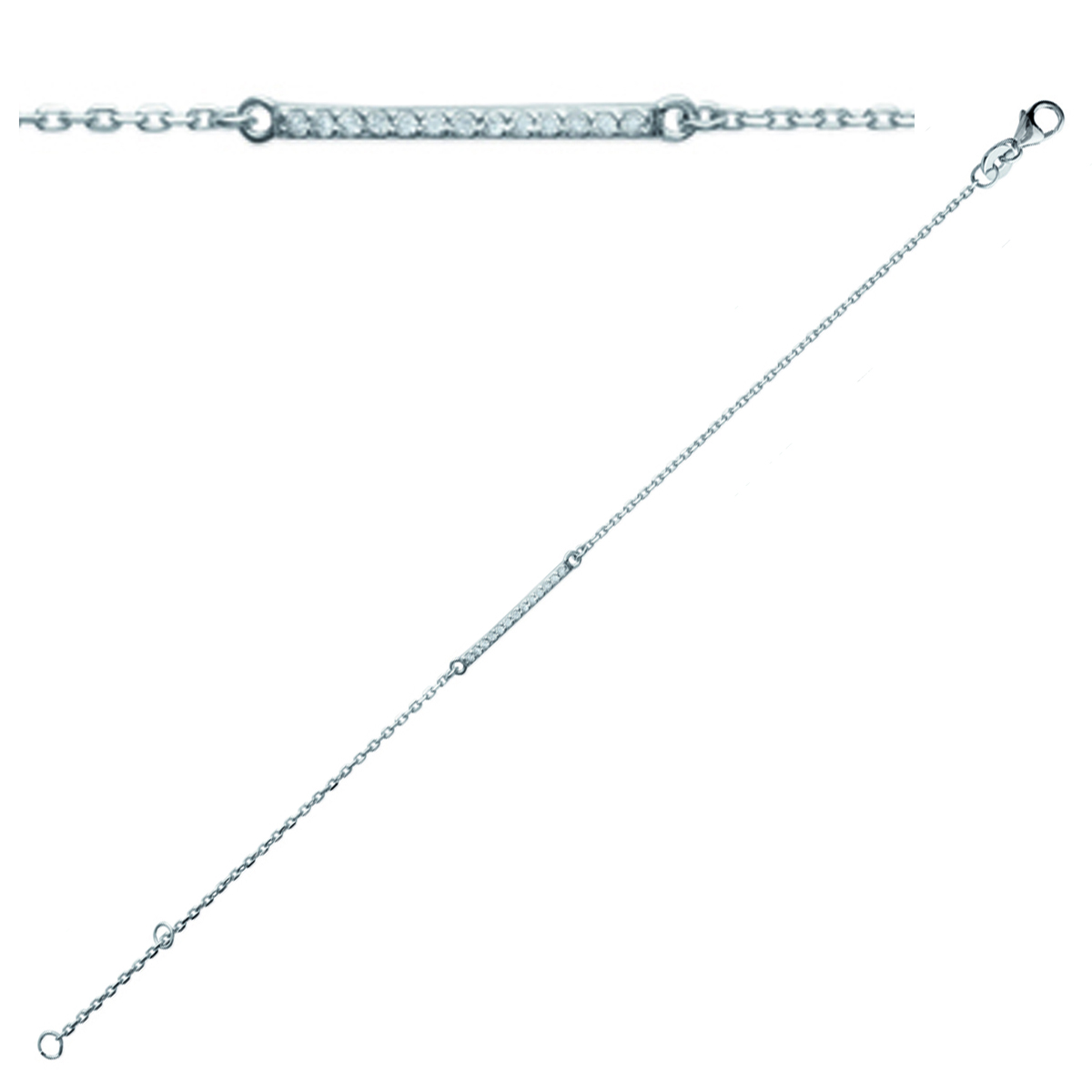 Bracelet Argent \'Déesse\' blanc argenté (rhodié) - 18x2 mm - [K3405]