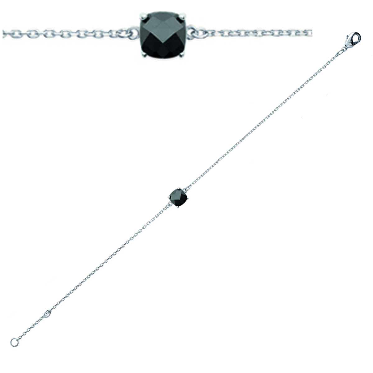 Bracelet Argent \'Unique\' noir argenté (rhodié) - 6 mm - [K3414]
