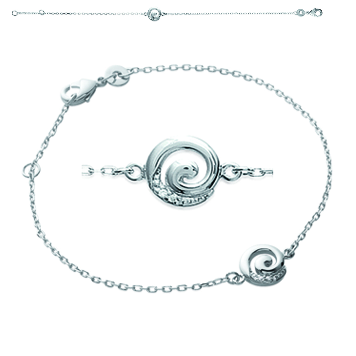 Bracelet Argent \'Déesse\' blanc argenté (rhodié) - 8 mm - [K3415]
