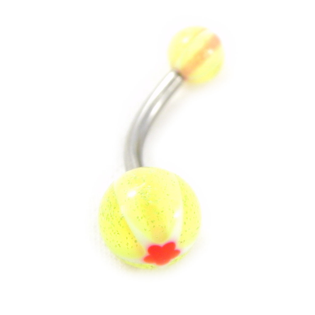 Body Piercing Boule \'Tecno\' Jaune - [E5654]