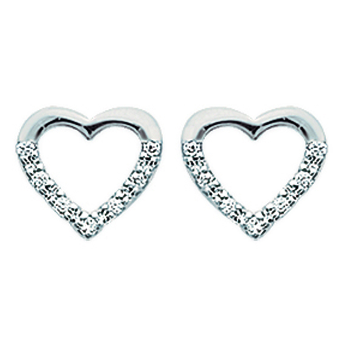 Boucles Argent \'Love\' blanc argenté (rhodié) - 7x10 mm - [G1223]