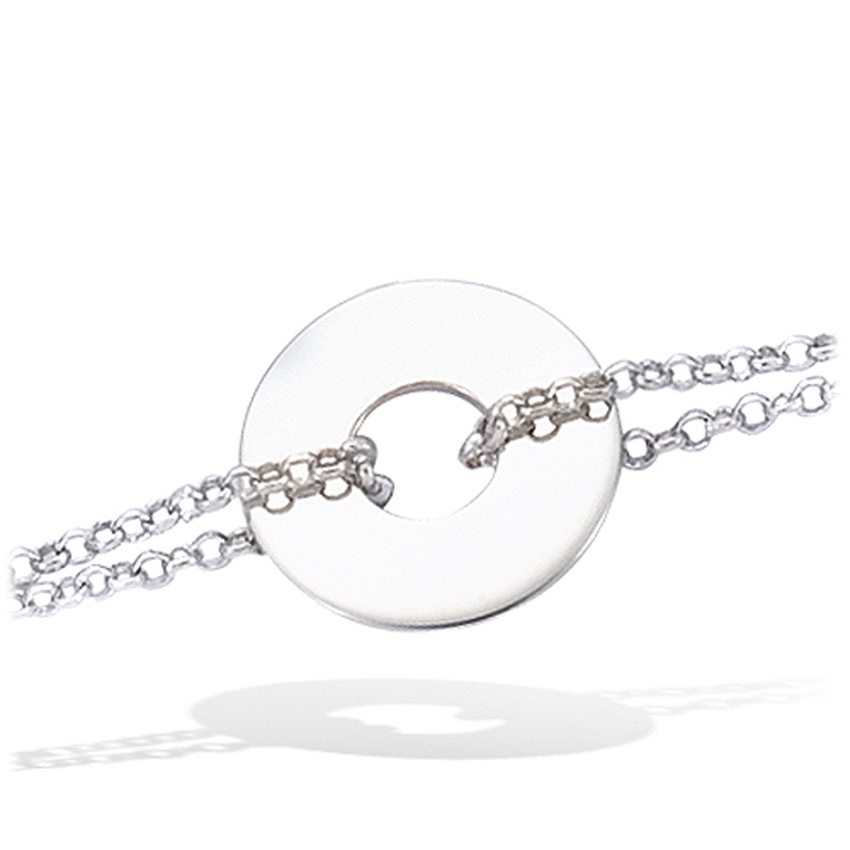 Bracelet Argent \'Zen\' argenté (rhodié) - 15 cm - [I3610]