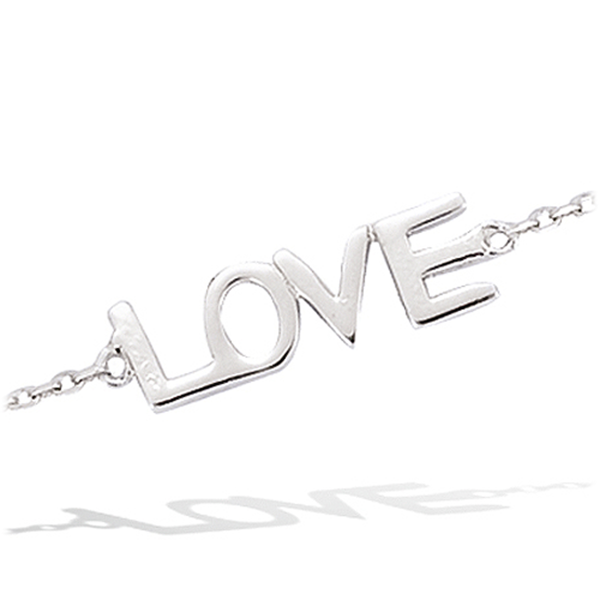 Bracelet Argent \'Love\' argenté (rhodié) - 20x6 mm - [I3615]