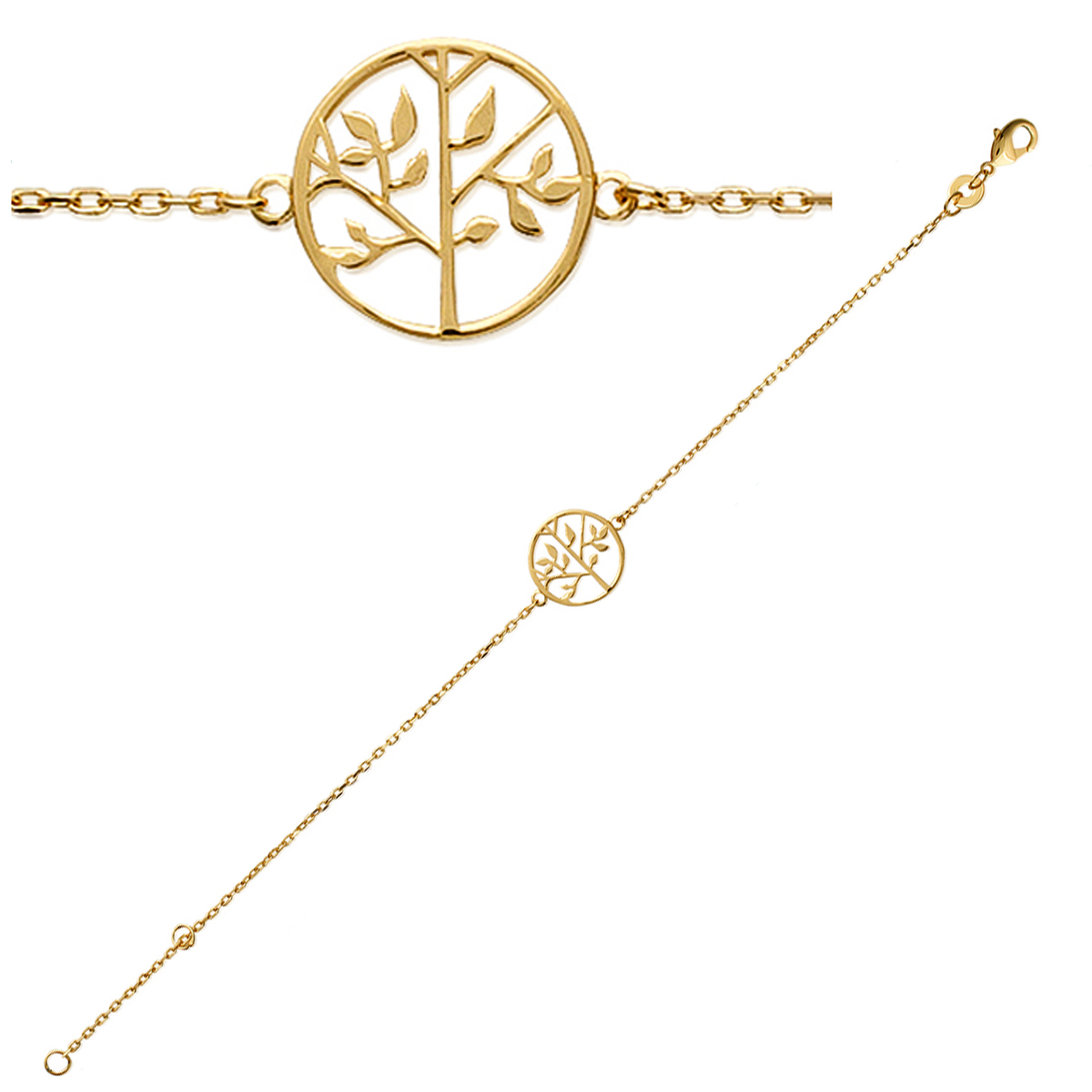 Bracelet Plaqué or \'Arbre de Vie\' doré - 12 mm - [K3434]
