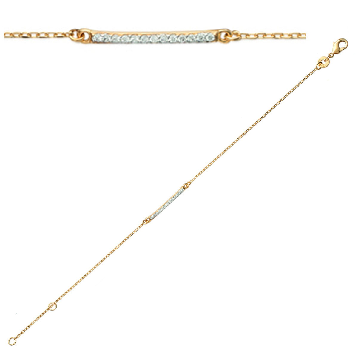 Bracelet Plaqué or \'Déesse\' blanc doré - 20x2 mm - [K3435]