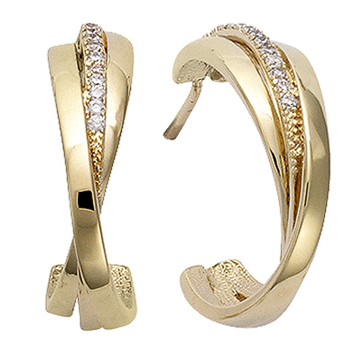 Créoles Plaqué Or \'Sissi\' blanc doré - 24 mm 8 mm - [N5328]