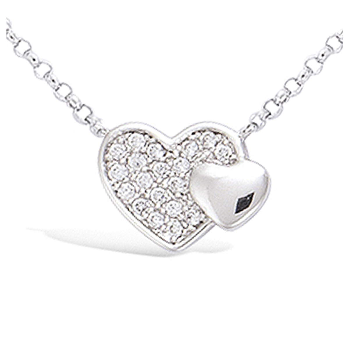 Collier Argent \'Love\' blanc argenté (rhodié) - 13x10 mm - [N6830]