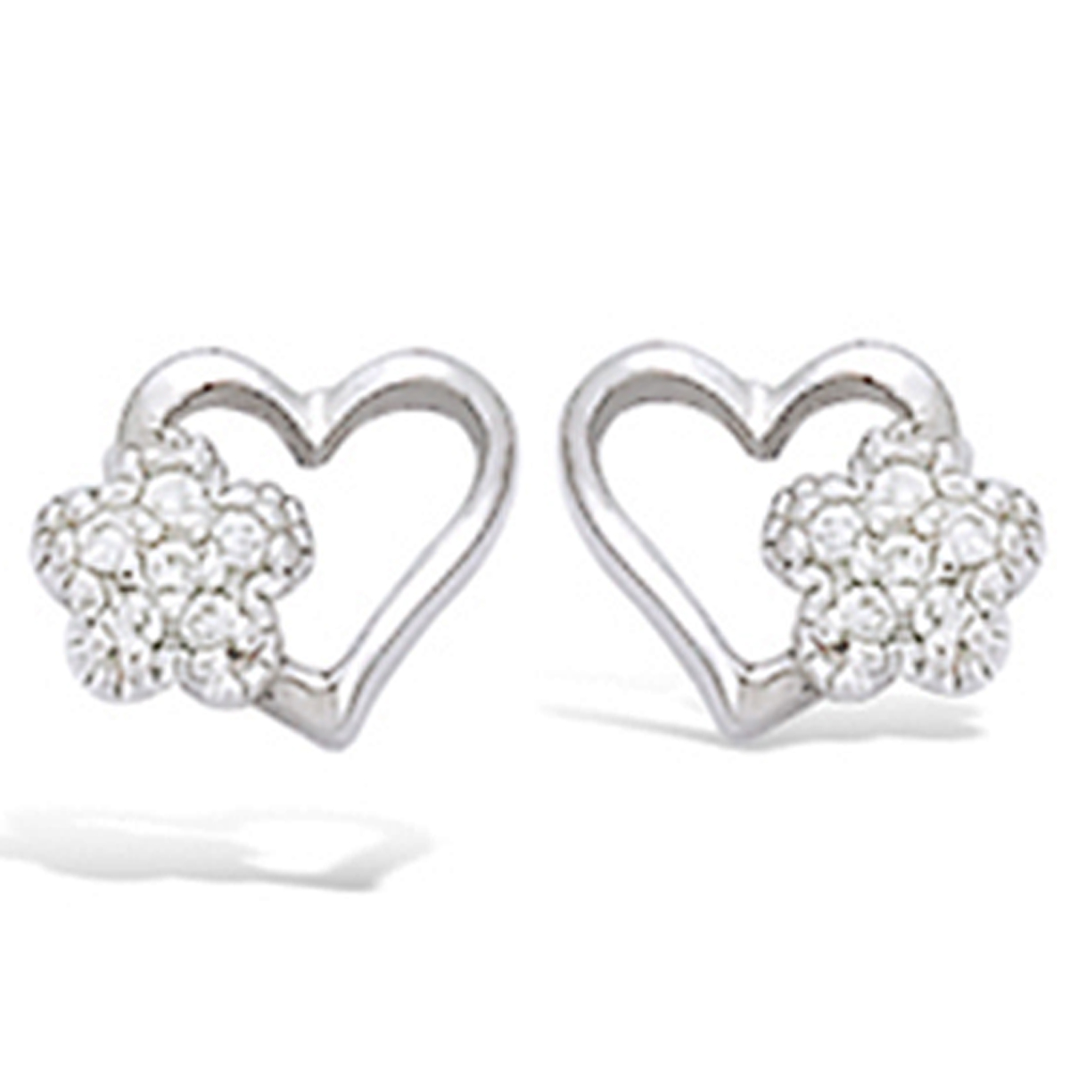 Boucles Argent \'Love\' Blanc argenté (rhodié) - 10x8 mm - [I3625]