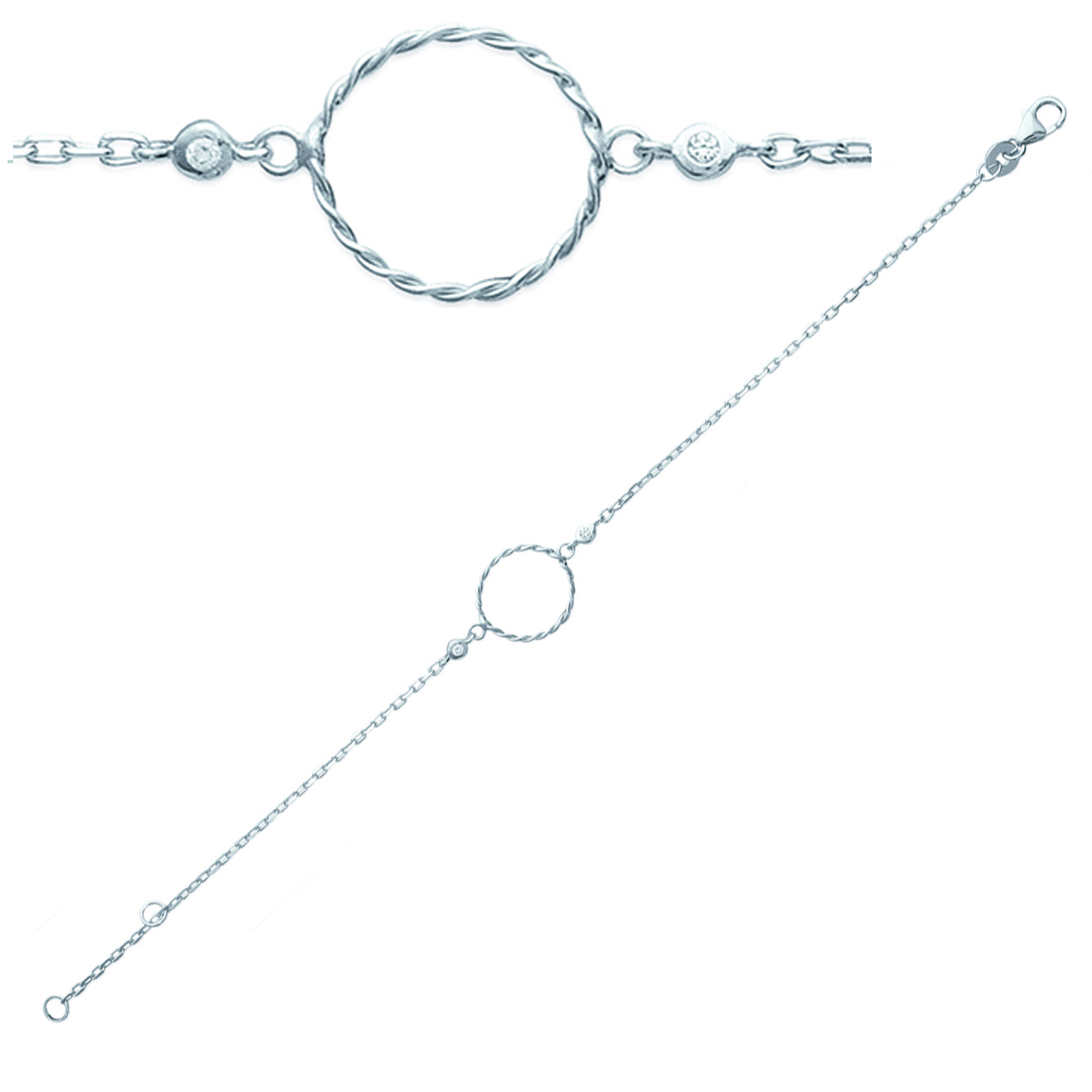 Bracelet Argent \'Chorégraphie\' blanc argenté (rhodié) - 12 mm - [K3444]