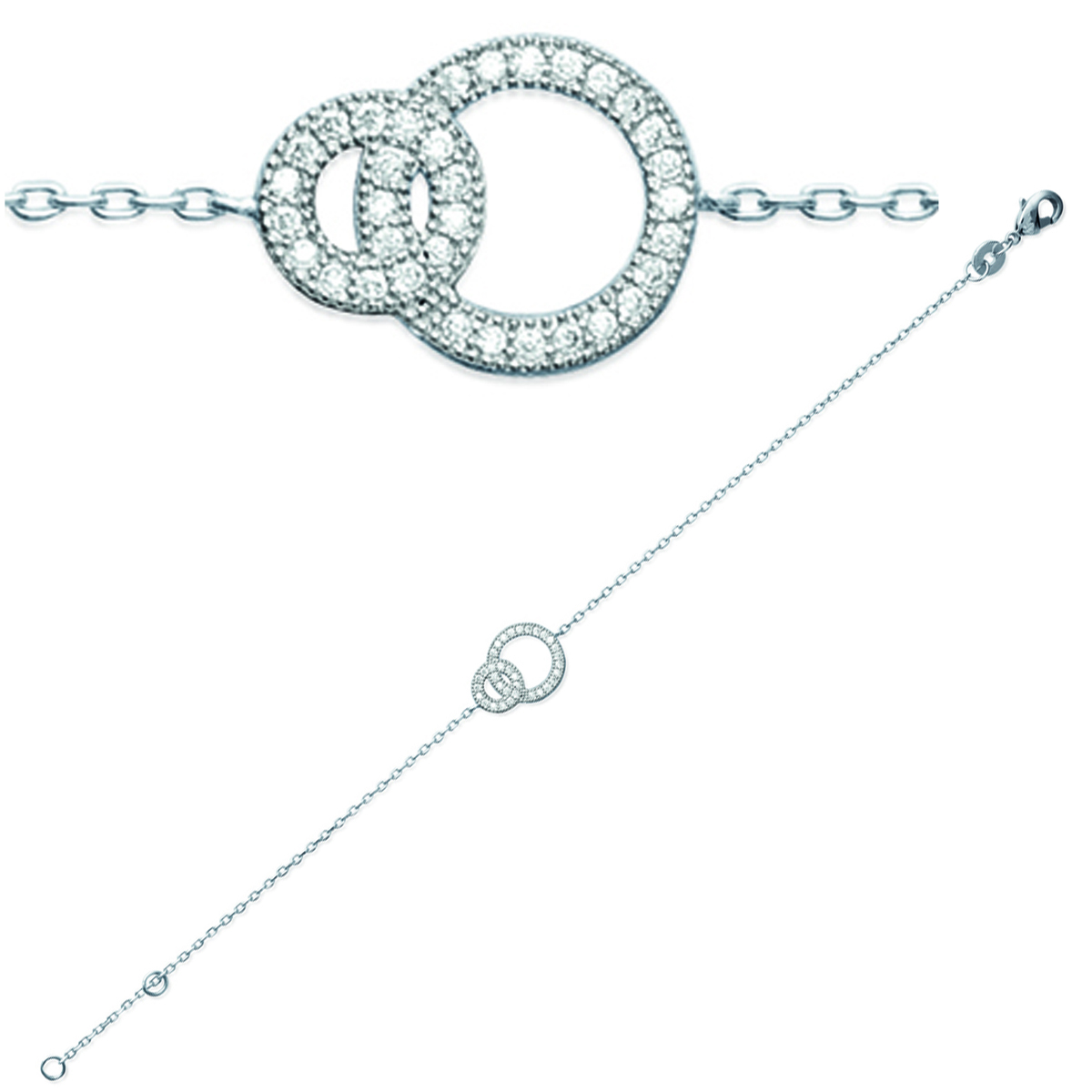 Bracelet Argent \'Sissi\' blanc argenté (rhodié) - 14x11 mm - [M7605]