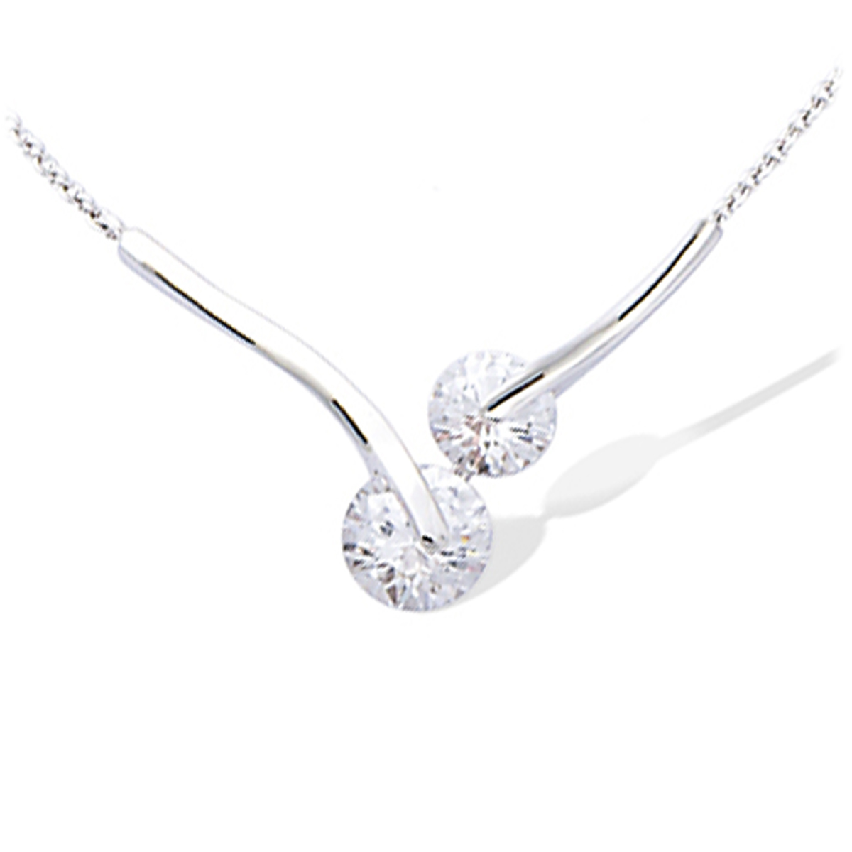 Collier Argent \'Sissi\' blanc (rhodié) - 32x25 mm - [N6833]