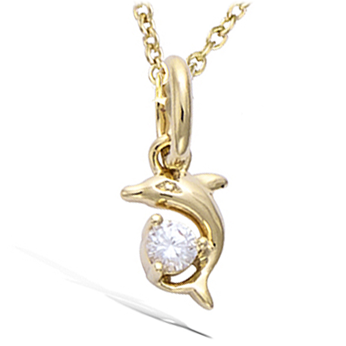 Pendentif Plaqué Or \'Tendres Dauphins\' Blanc doré - 10x7 mm - [N5339]