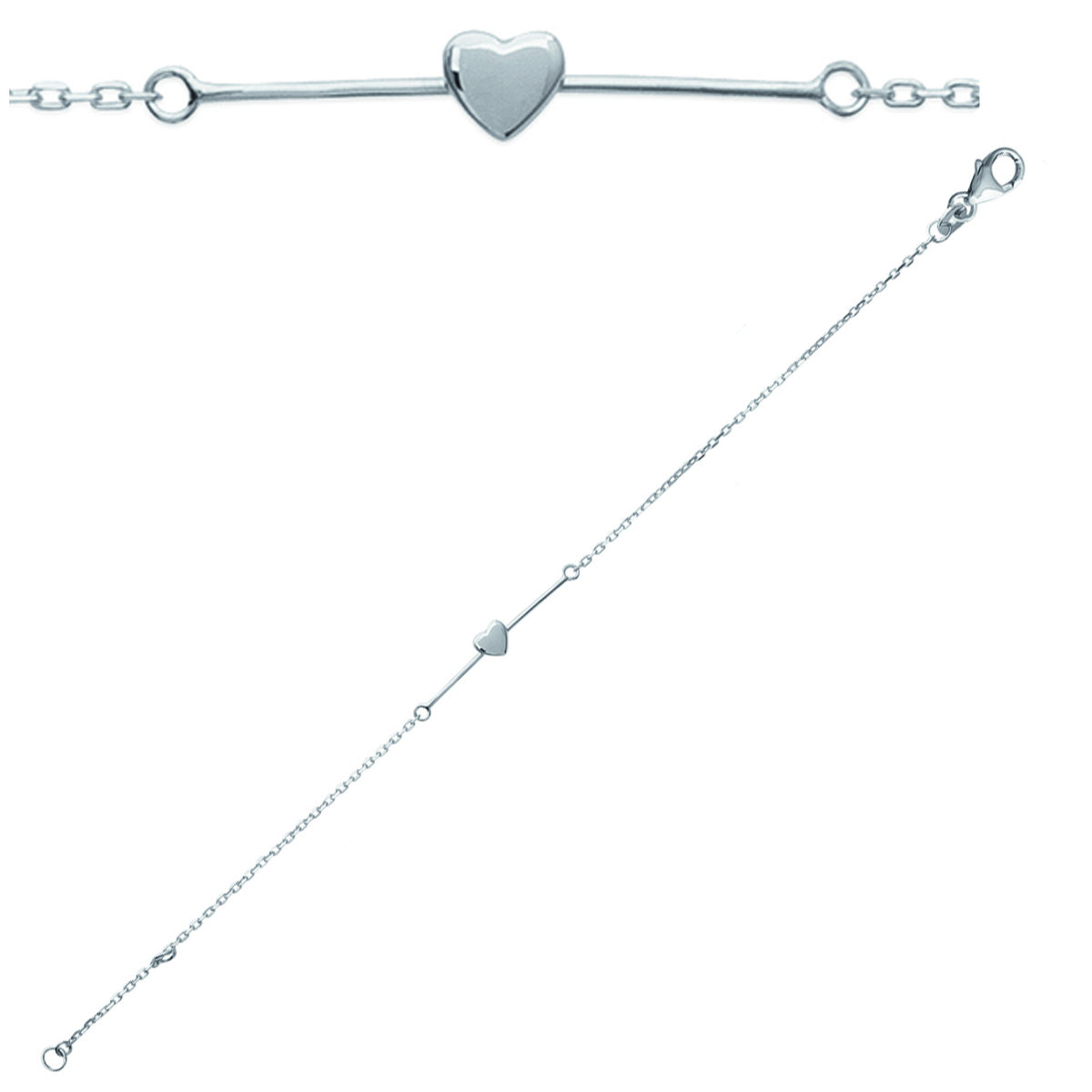 Bracelet Argent \'Love\' argenté (rhodié) - 30x4 mm - [K3448]