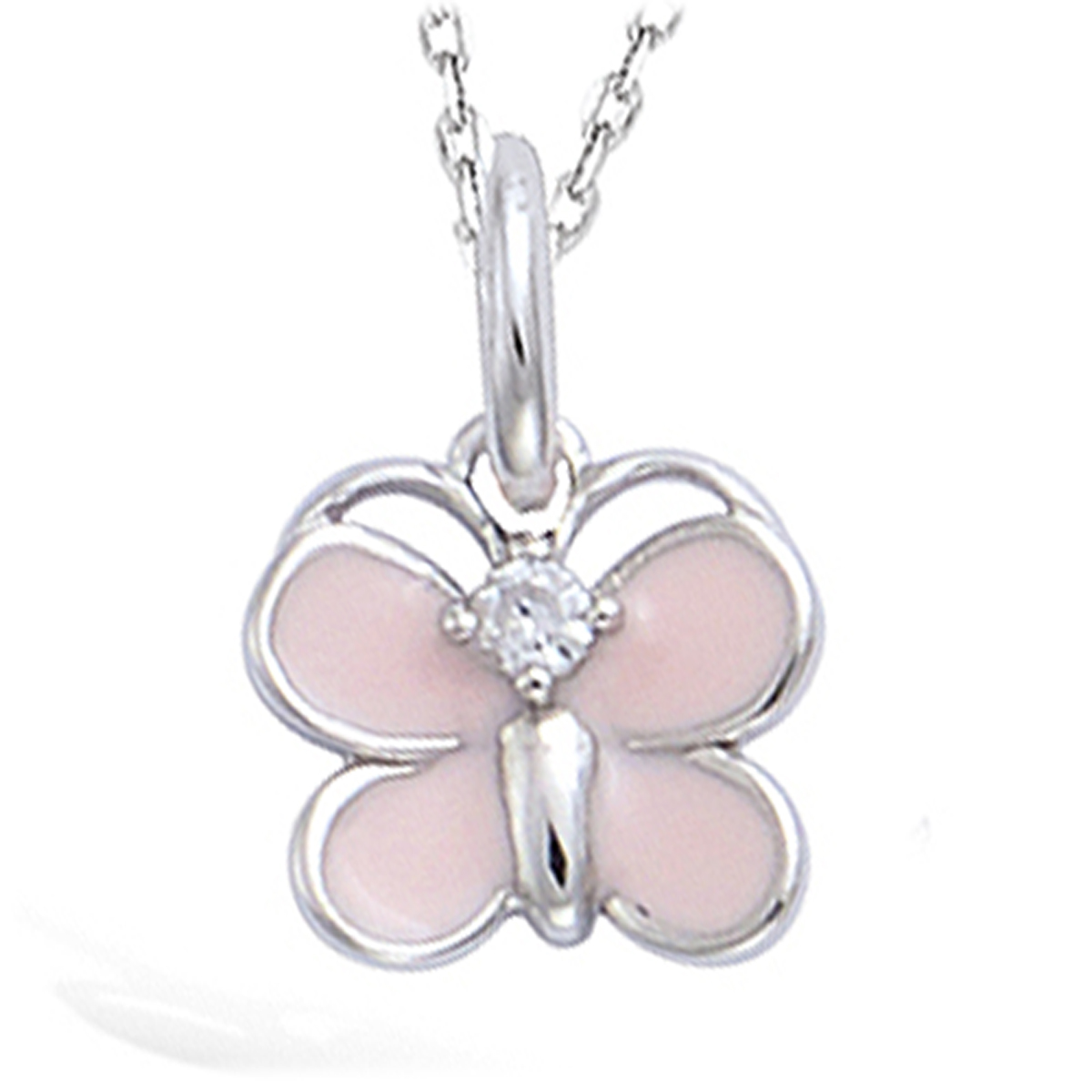 Pendentif Argent \'Papillon\' rose argenté (rhodié) - 9x8 mm - [N5346]