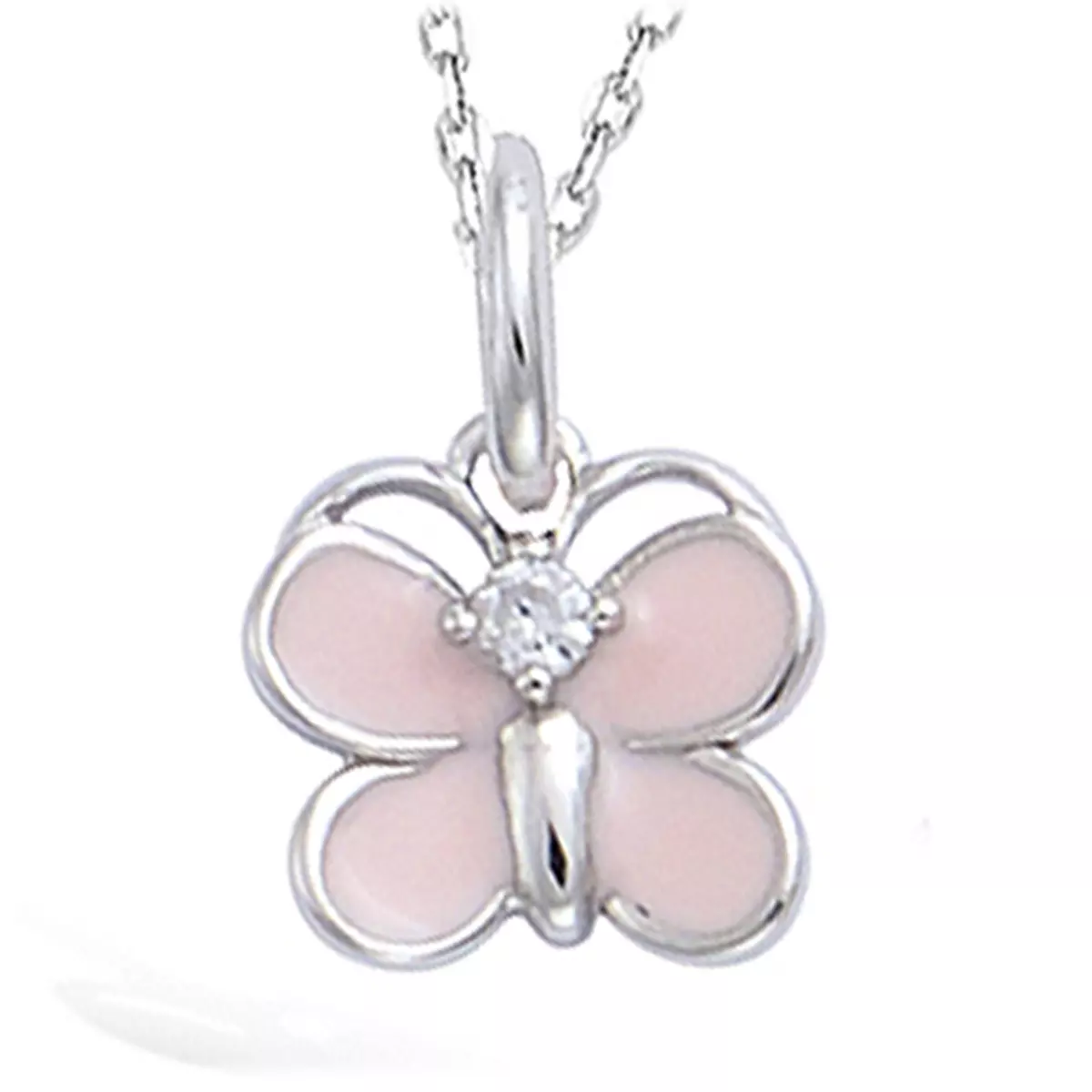 les trésors de lily Pendentif Argent 'Papillon' rose argenté (rhodié) 9x8 mm [N5346]