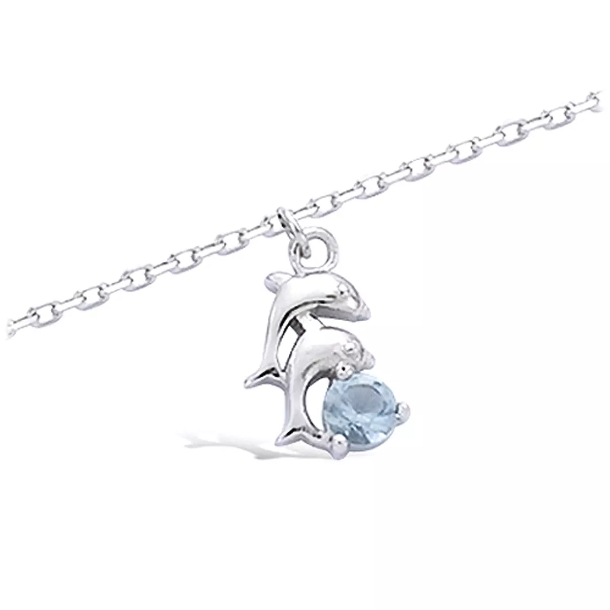 les trésors de lily Chaîne Cheville argent 'Dauphins' aquamarine [I3636]