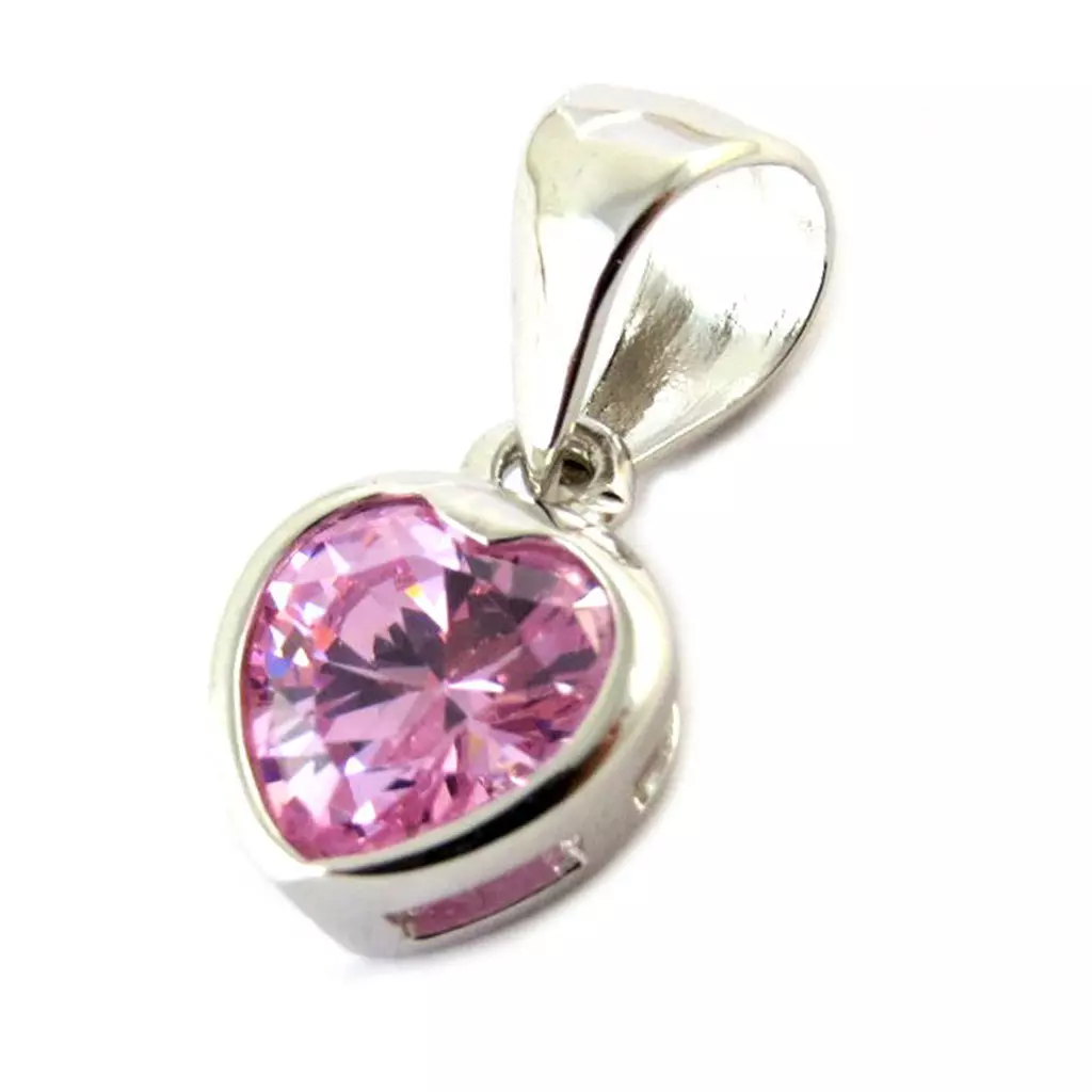 les trésors de lily Pendentif Argent 'Coeur Cristal' rose 12x12 mm [N5351]